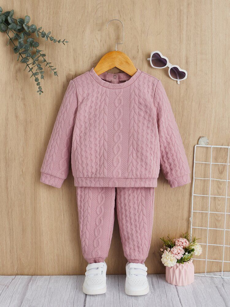 SHEIN Baby Solid Sweatshirt & Sweatpants | SHEIN