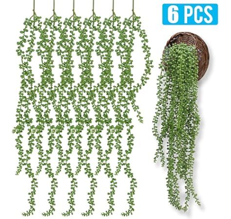 KINJOEK 4 PCS (28.68" Each Length) Artificial Succulents Plants, String of Pearls Artificial Plan... | Amazon (US)