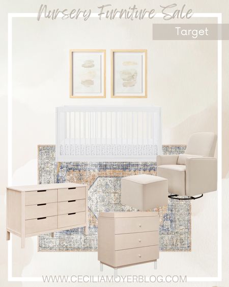 Neutral nursery home decor - bedroom decor - neutral furniture - crib - artwork - area rug 

#LTKfamily #LTKhome #LTKunder100