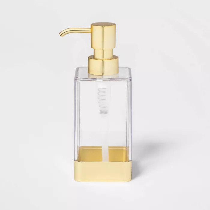 Square Soap/Lotion Dispenser Gold/Clear - Room Essentials™ | Target