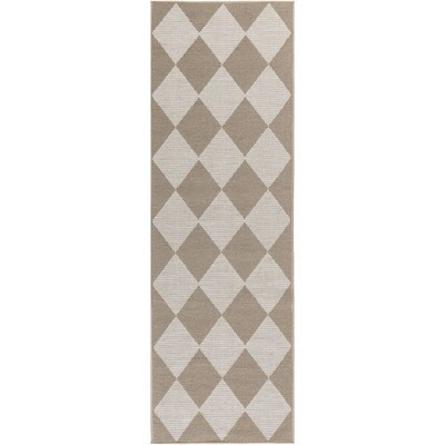 Nourison Washable Modern Jute Diamond Geometric Non-Skid Indoor Area Rug Natural Ivory 2'3"x7'6" | Target