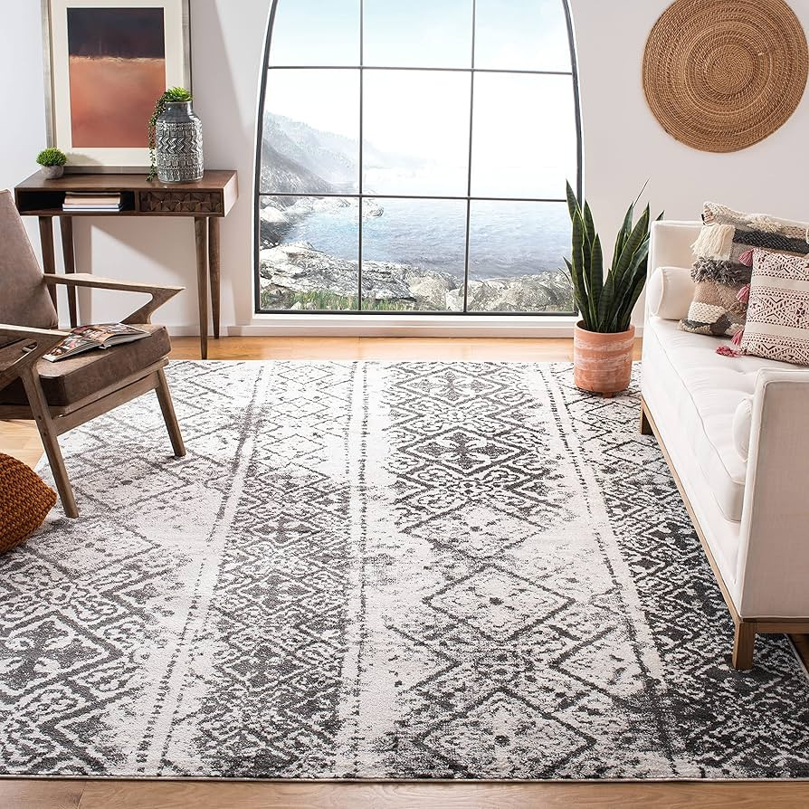 SAFAVIEH Area Rug 8x10 - Adirondack Collection - Large - Silver & Black, Moroccan Boho Design, No... | Amazon (US)