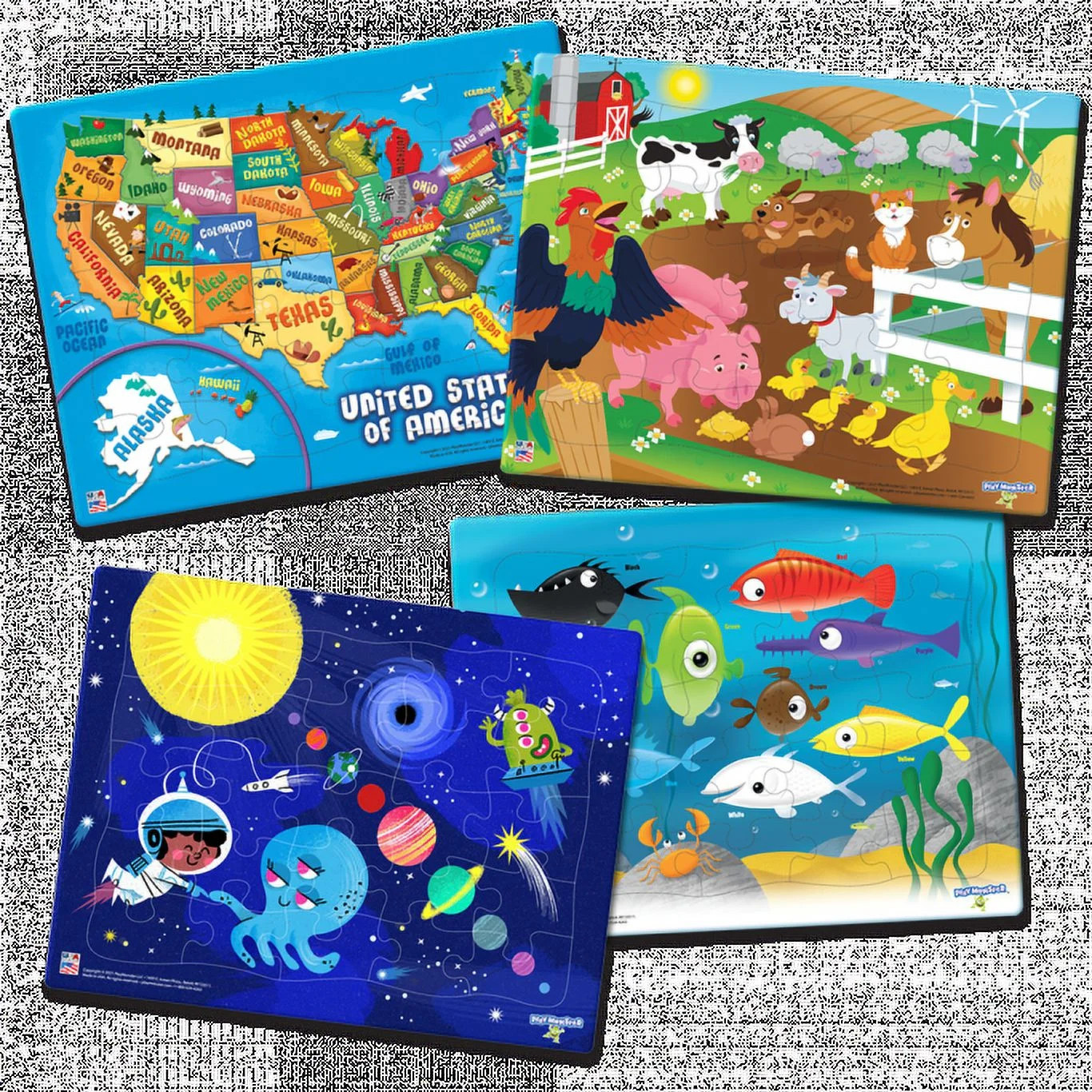 PlayMonster USA Fish Farm Space Jigsaw Puzzles, Pack of 4 | Walmart (US)