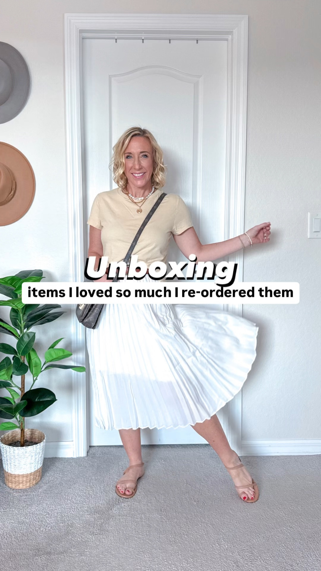 Unboxing - items I reordered bc I loved them:
• wide leg jeans - size 2.
• “shrunken” short sleeve t-shirt - size small.
• pleated skirt - size small  

#LTKFindsUnder50 #LTKSeasonal #LTKVideo