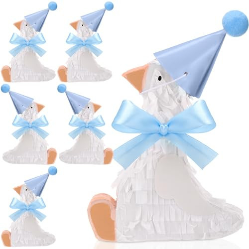 Poen 6 Sets One Silly Goose Pinatas 5" x 6" Bow Silly Goose 1st Birthday Decorations Baby Shower Photo Props First Birthday Party Supplies Centerpieces (Blue) | Amazon (US)