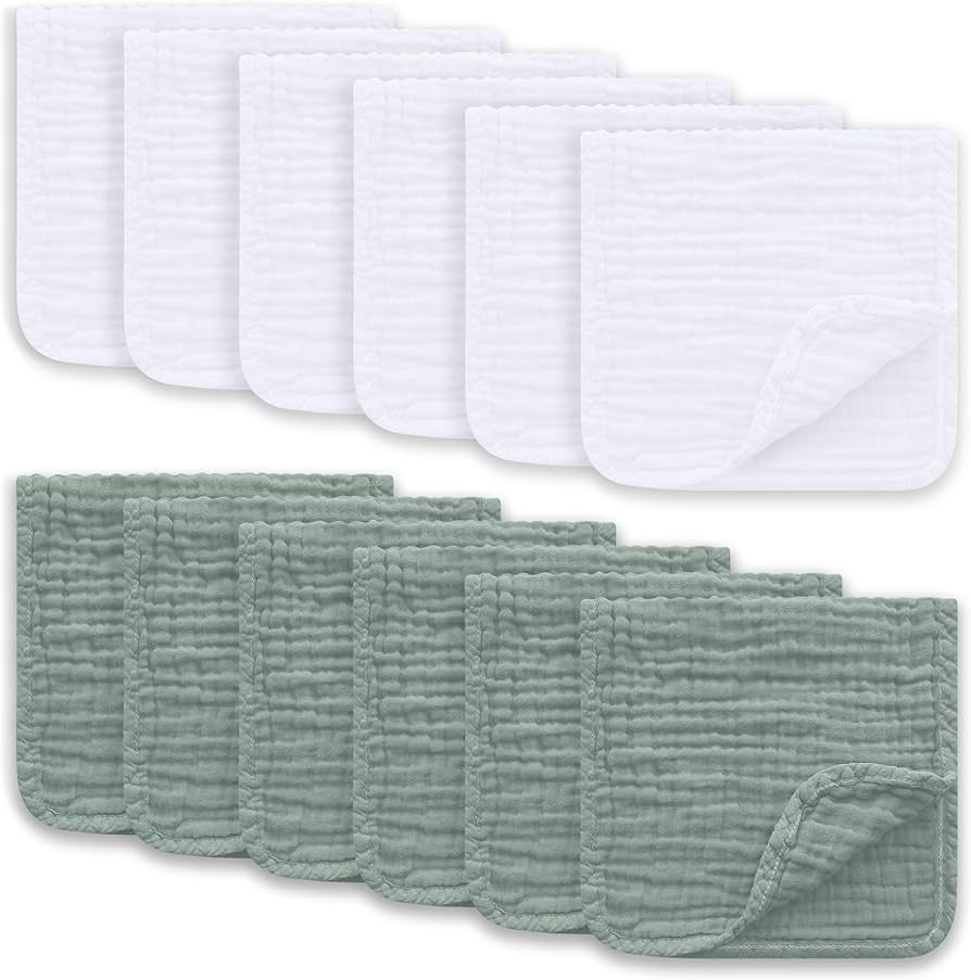 Muslin Burp Cloths Large 100% Cotton Hand Washcloths for Boys & Girls, Baby Essentials Extra Abso... | Amazon (US)