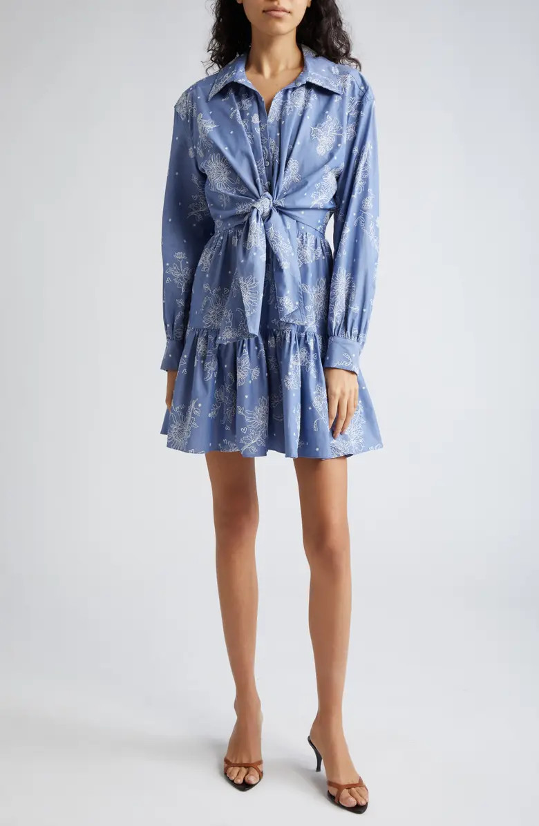 Cinq à Sept Abrielle Tie Waist Long Sleeve Chambray Shirtdress | Nordstrom | Nordstrom