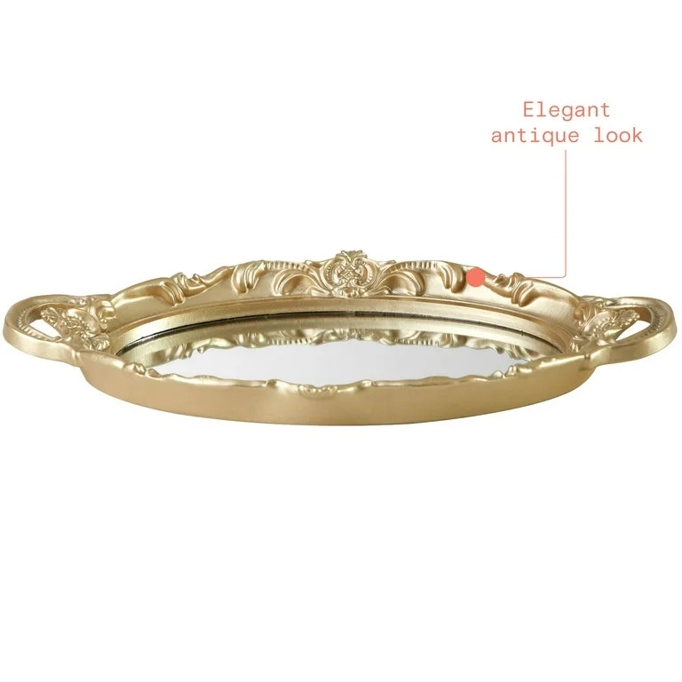 Beautiful 13" x 8" Ornate Gold Frame Mirror Tray by Drew Barrymore - Walmart.com | Walmart (US)
