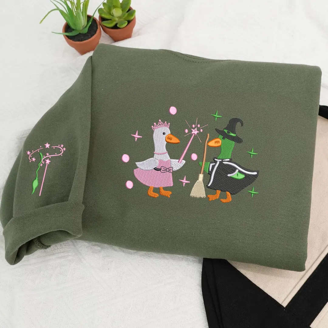 Goose Wicked Sweatshirt, Wicked Musical Inspired Duck Embroidered Sweater, Elphaba Glinda Goose C... | Etsy (US)