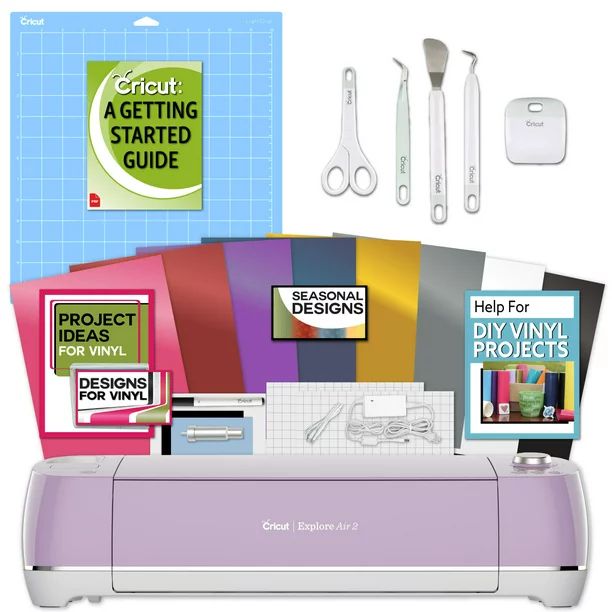 Cricut Explore Air 2 Lilac Machine Bundle - Beginner Guide, Tool Kit, Vinyl Pack, Designs & Proje... | Walmart (US)