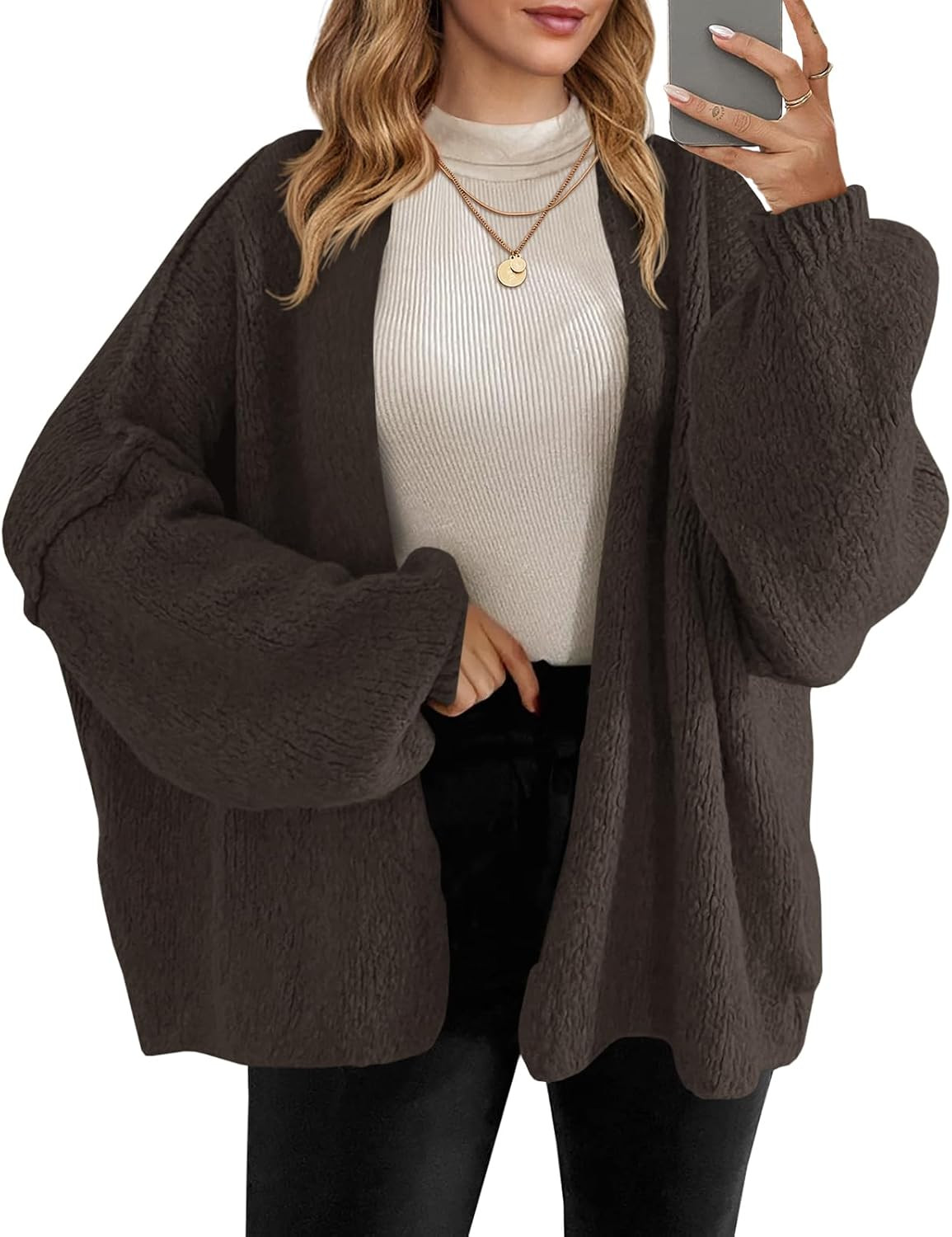 Saodimallsu Womens Oversized Open Front Cardigan Sweaters | Amazon (US)