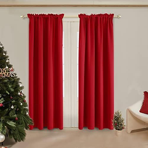 Deconovo Red Blackout Curtains for Bedroom 84 Inch Long - Rod Pocket Curtains for Living Room, Tr... | Amazon (US)