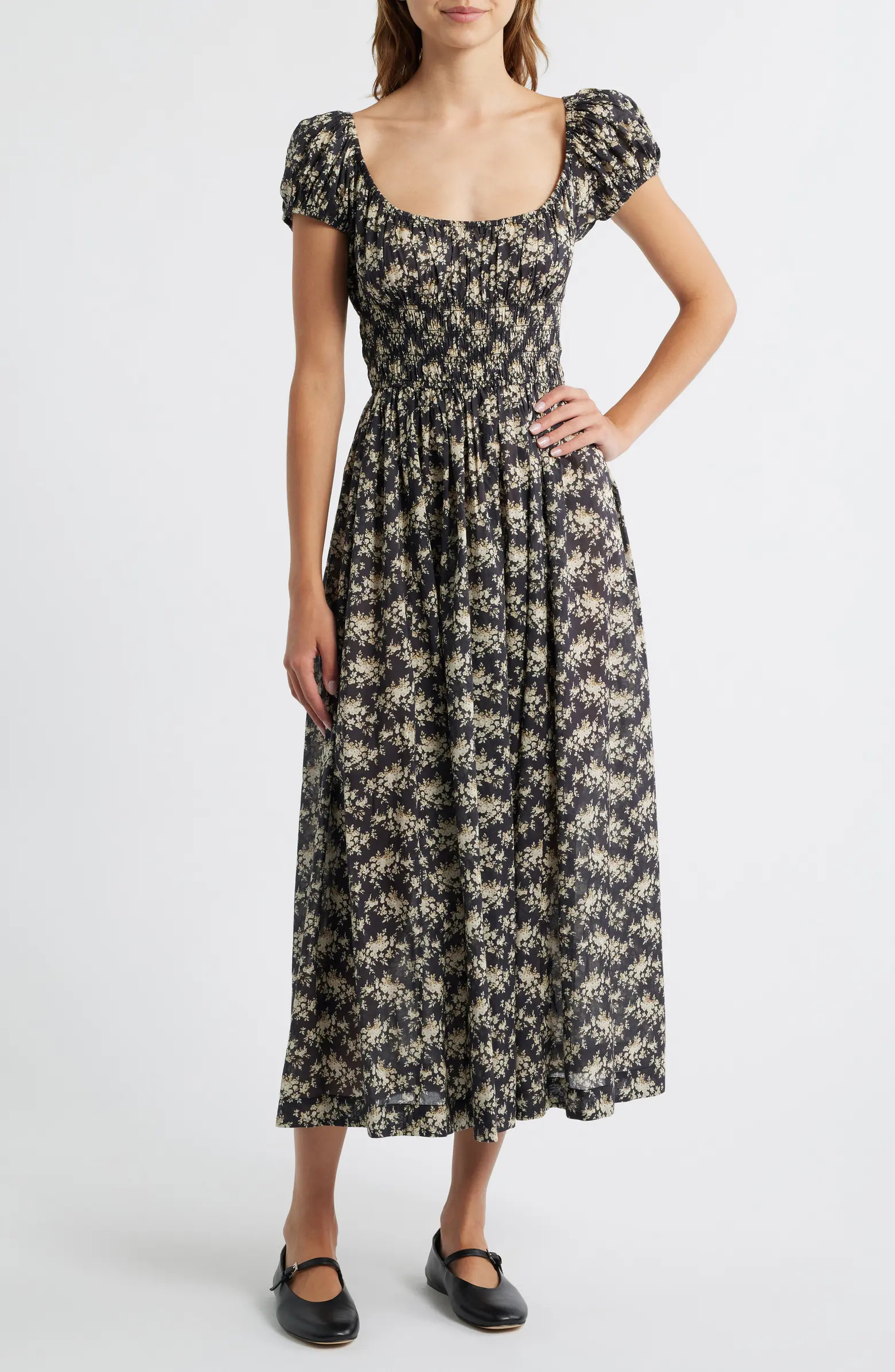 DÔEN Quinley Floral Organic Cotton Midi Dress | Nordstrom | Nordstrom