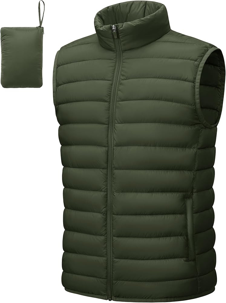 Cotrasen Men's Puffer Lightweight Vest Packable Outerwear Vest Warm Winter Outdoor Sleeveless Jac... | Amazon (US)