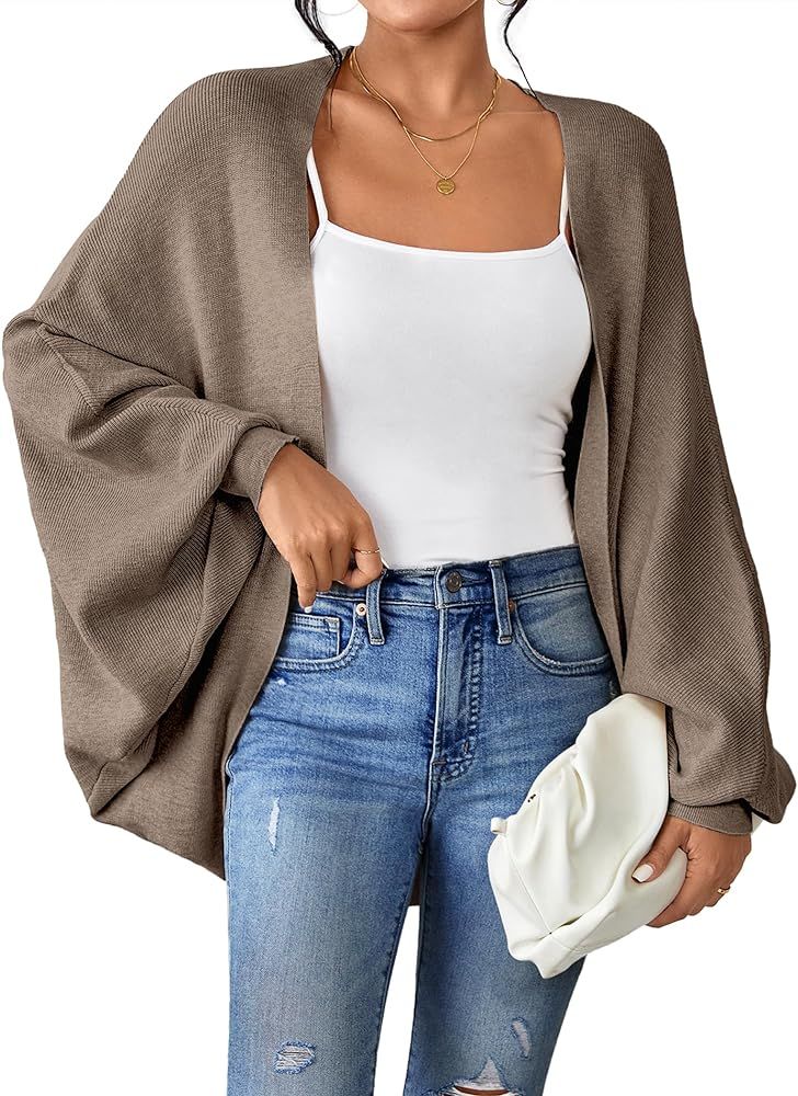 Zeagoo Women's 2024 Oversized Batwing Sleeve Knit Cardigan Sweaters Casual Long Outwear Coat | Amazon (US)