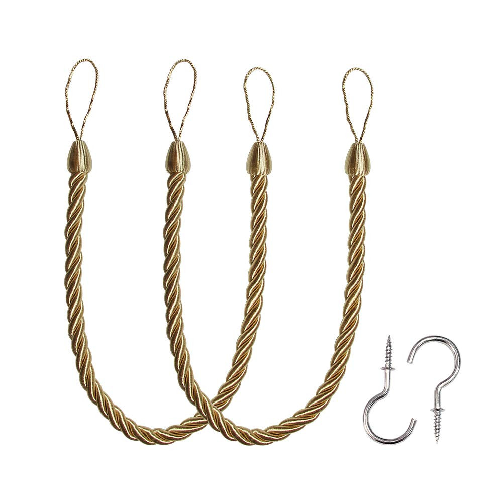 BEL AVENIR Curtain Ropes Tiebacks Tie-Backs, Curtain Handmade Holdbacks with 2 Metal Screw Hooks ... | Amazon (US)