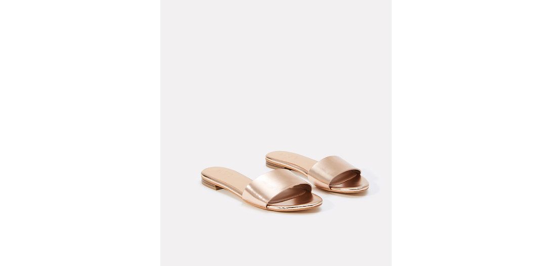 LOFT Metallic Slide Sandals | LOFT