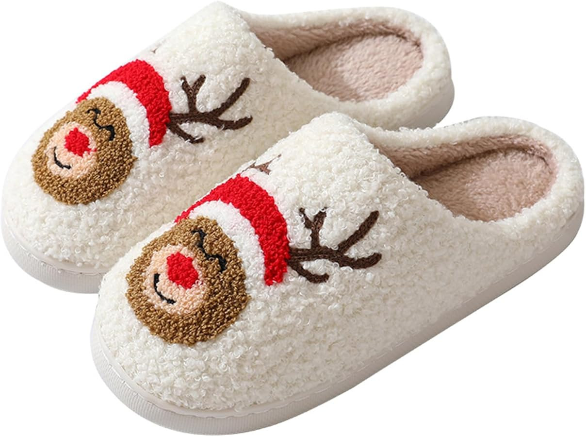Christmas Slippers Reindeer Slippers for Women and Men Holiday Halloween Slippers Indoor Bedroom ... | Amazon (US)