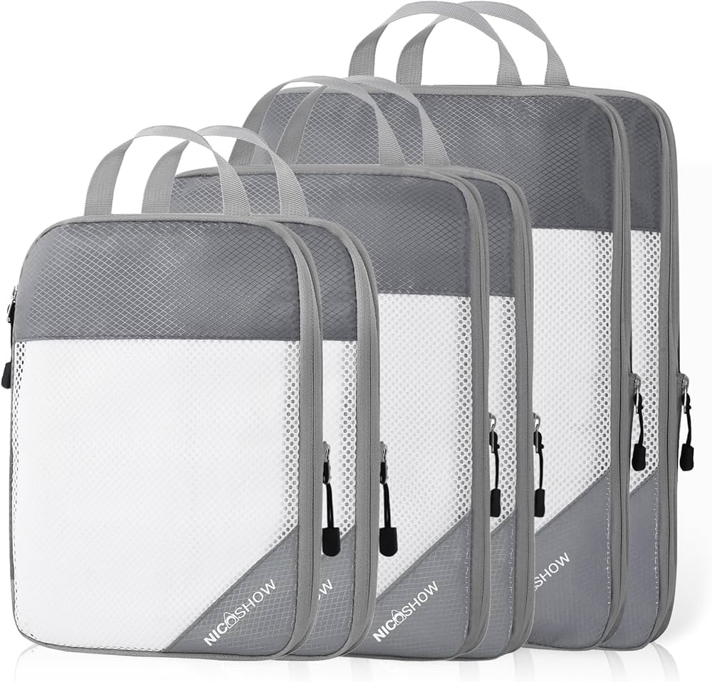 6 Set Compression Packing Cubes for Travel - Compressible, Lightweight, and Space-Saving Packing ... | Amazon (US)