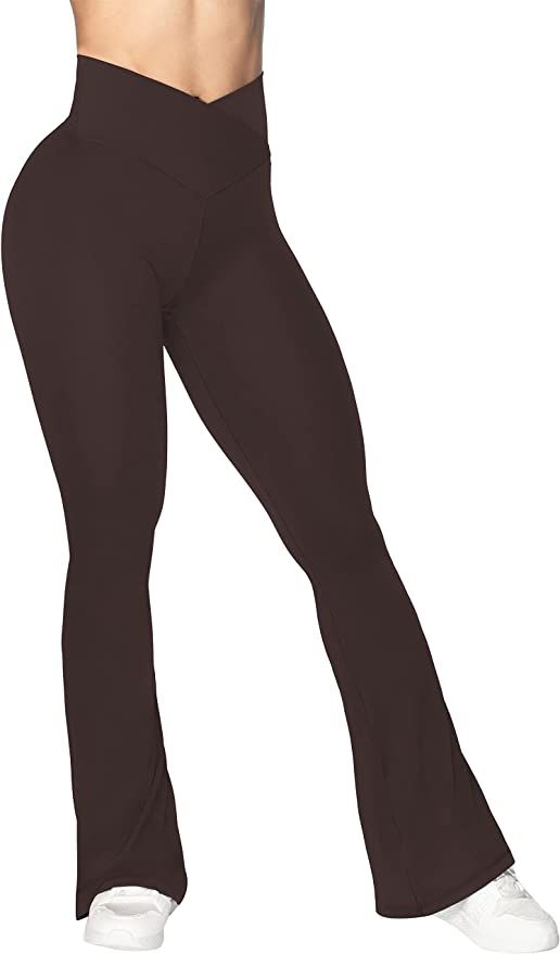 Sunzel Yoga Pants for Women, Crossover Flare Leggings with Tummy Control High Waist and Wide Leg | Amazon (US)