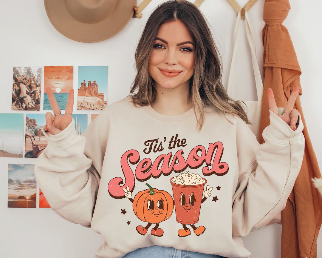 Tis the Season Fall Sweatshirt and Hoodie Pumpkin Sweatshirt - Etsy | Etsy (US)
