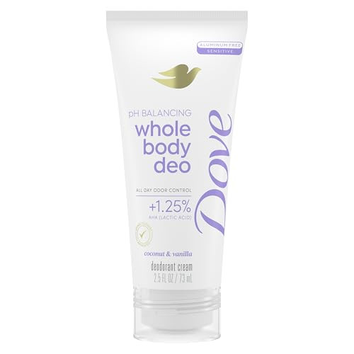 Dove Whole Body Deo Aluminum Free pH Balancing Cream Deodorant Coconut & Vanilla for 72h Odor Control 2.5 oz | Amazon (US)