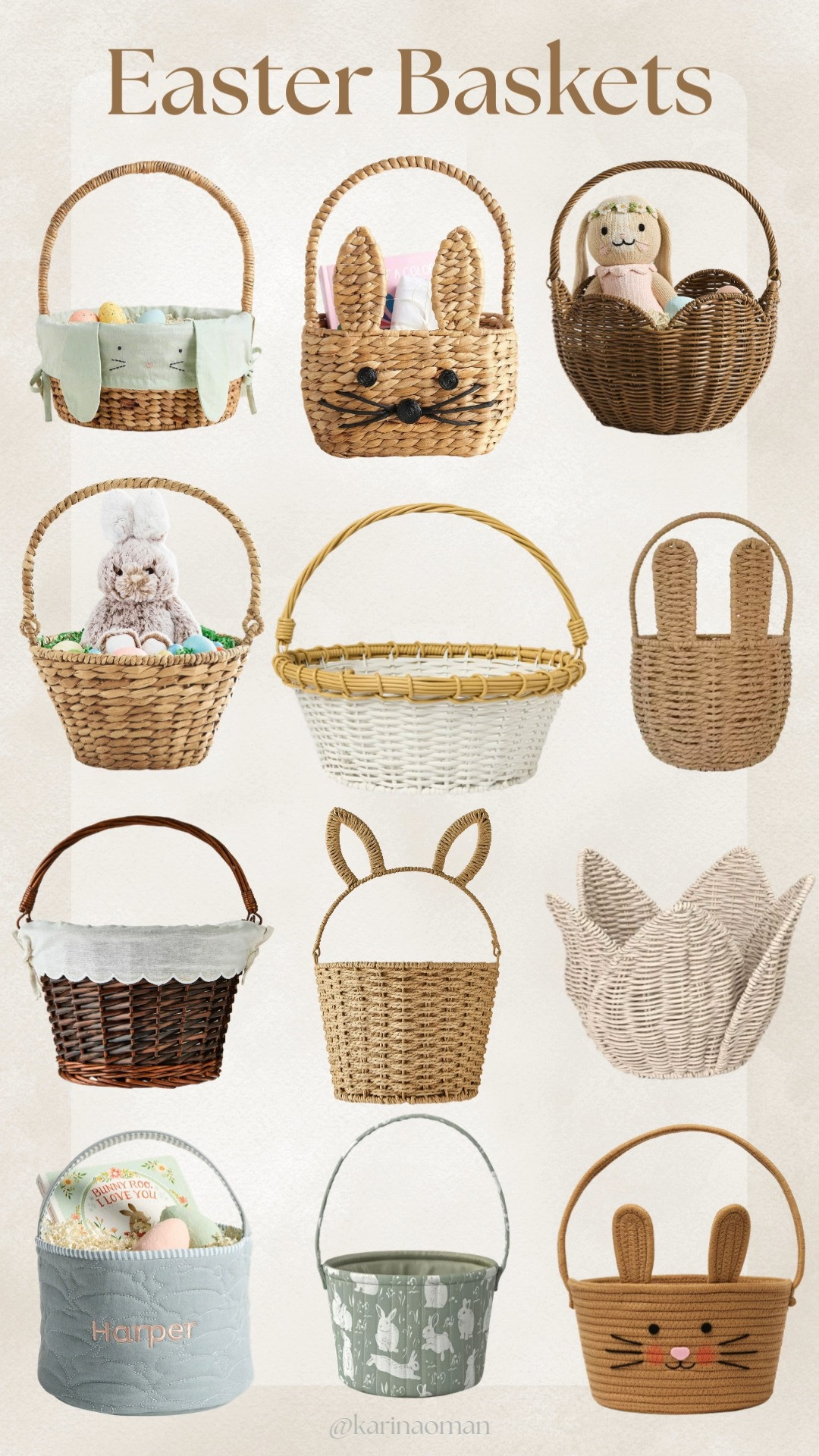 Easter is almost here 🐰🌷 I rounded up the cutest Easter baskets for kids from some of my favorite stores: Pottery Barn Kids, Crate & Kids, Target, Walmart, World Market, and Sam’s Club.

There are multiple price points, so whether you're looking for affordable Easter baskets, unique Easter baskets, or something a little more special, there are so many good options. I also included gender neutral Easter baskets, plus styles perfect for toddler boys and girls.

If you’re still searching for Easter basket ideas for kids, these are such cute options to start with! 🧺💛

#easterbaskets #easterbasketideas #kidsEasterbasket #toddlerEasterbasket #easterfinds #LTKspring #easterdecor #momfinds 

 #LTKSpringSale #LTKSeasonal #LTKKids