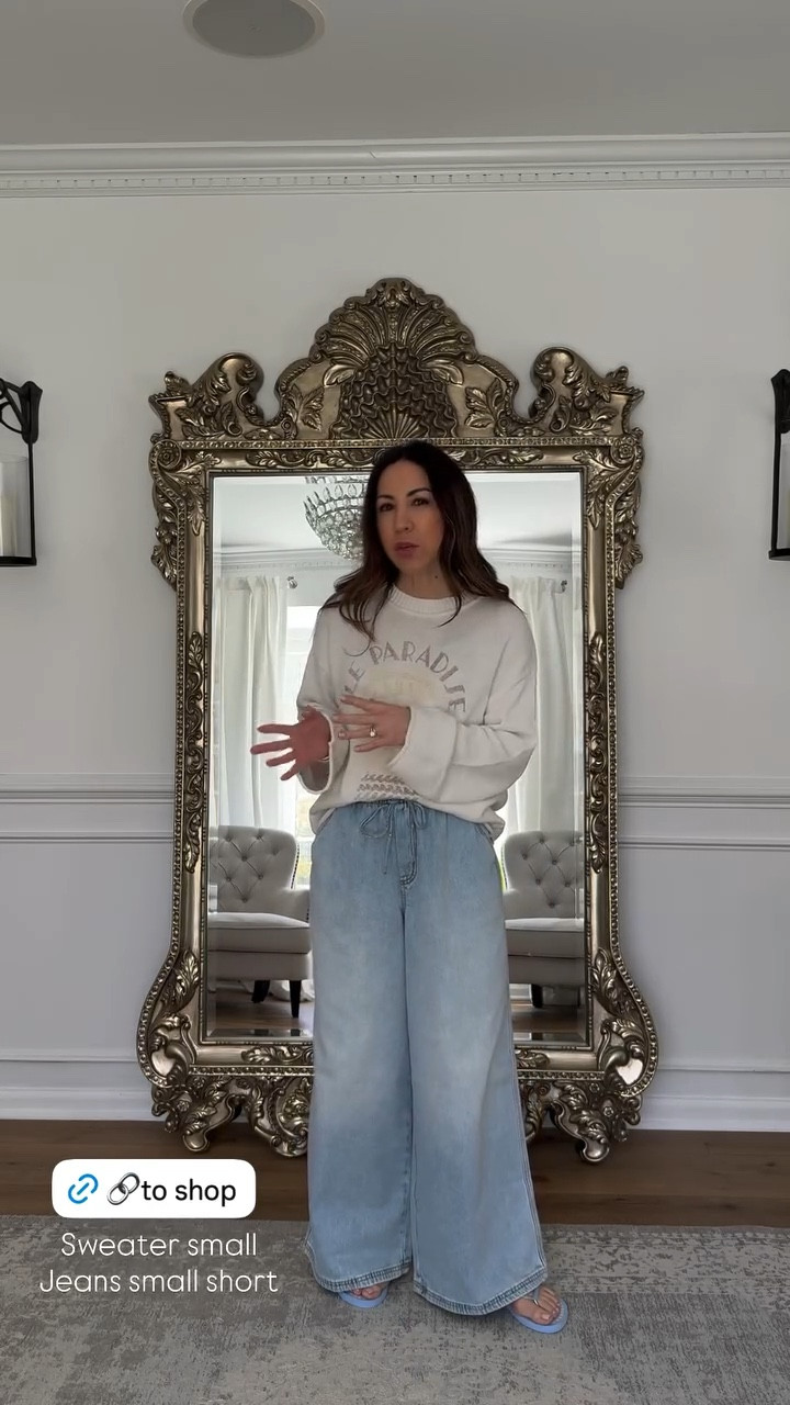 Small top. Wide leg jeans small short. Jewelry code houseofleo20



#LTKPetite #LTKOver40 #LTKSaleAlert