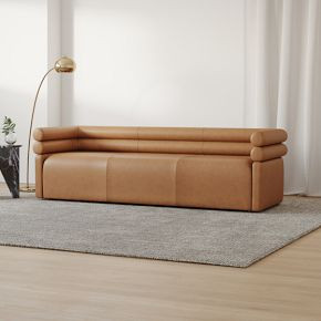 Voohres Leather Channeled Sofa (88.5") | West Elm (US)