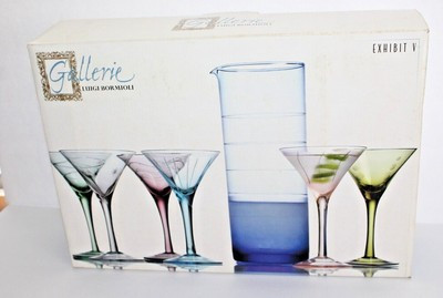 NIB GALLERIE LUIGI BORMIOLI 7 Pc Asst Color Hand-Cut Martini Set,32oz Pitcher | eBay US