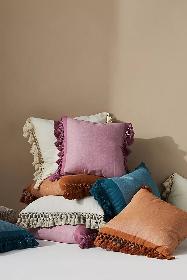 Tasseled Teague Cotton-Linen Pillow | Anthropologie (US)