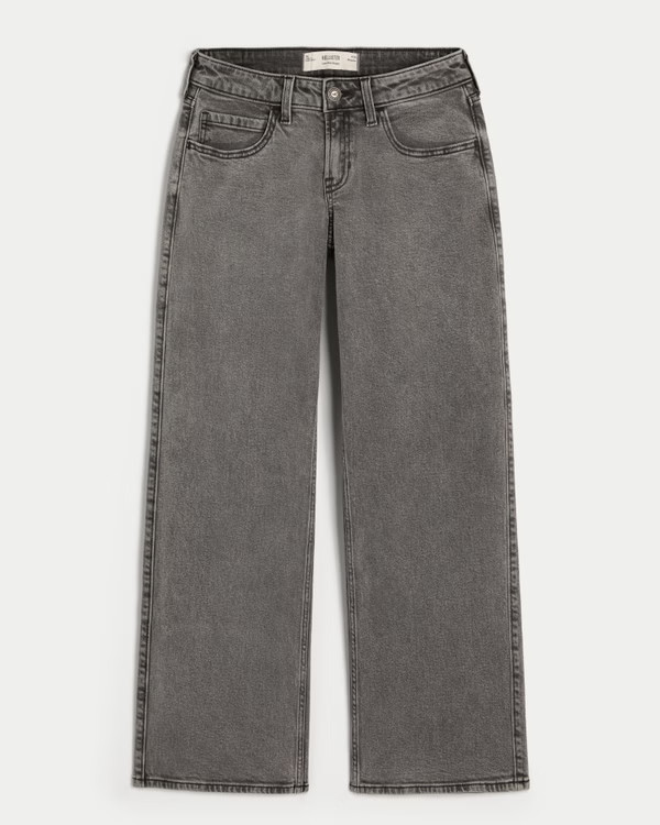 Women's Low-Rise Washed Grey Baggy Jeans | Women's Bottoms | HollisterCo.com | Hollister (US)