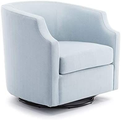 Comfort Pointe Infinity Sky Blue Fabric Modern Fabric Swivel and Rocker Barrel Chair in Blue | Amazon (US)