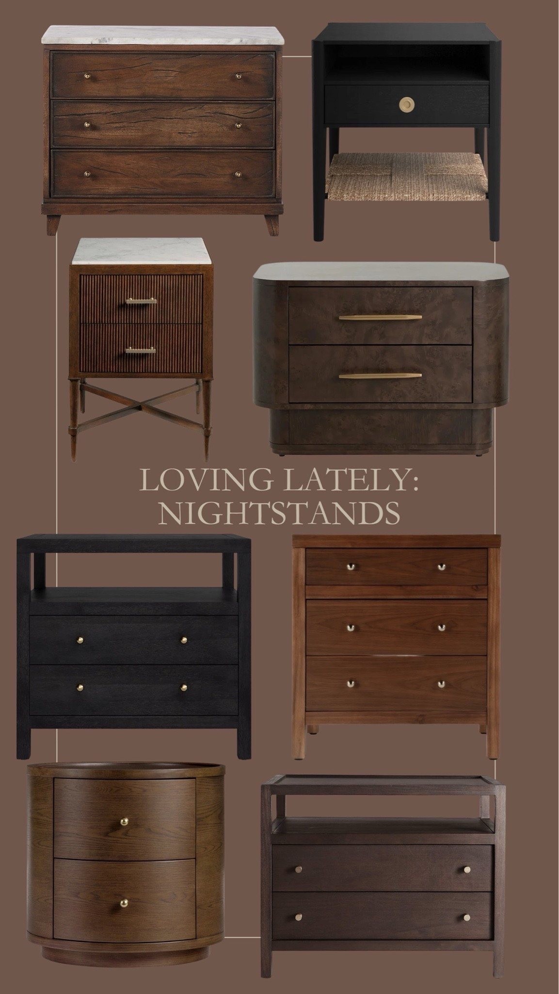 Loving lately: these beautiful, moody nightstands! 🖤🙌🏻 Such pretty dark neutrals for a cozy bedroom