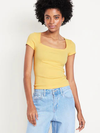 Square-Neck Ribbed T-Shirt | Old Navy (CA)