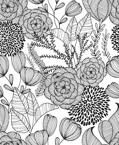 NuWallpaper NUS3501 Secret Garden Peel & Stick Wallpaper, Black | Amazon (US)