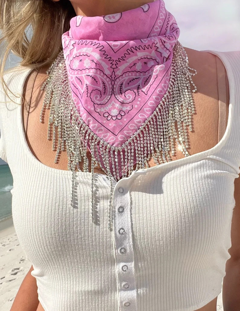 Nashville Bachelorette Rhinestone Fringe Bandana for Bridal Party Bridesmaid Gifts Ideas Cowgirl ... | Etsy (US)