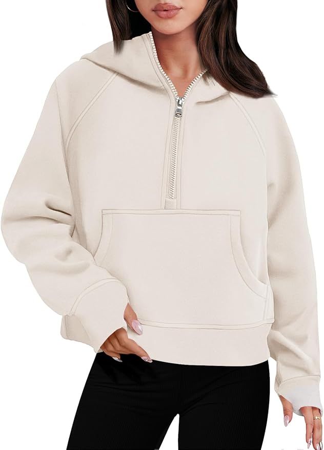 ANRABESS Women Half Zip Cropped Hoodies Fleece Quarter Zip Up Pullover Sweatshirts Winter Clothes... | Amazon (US)