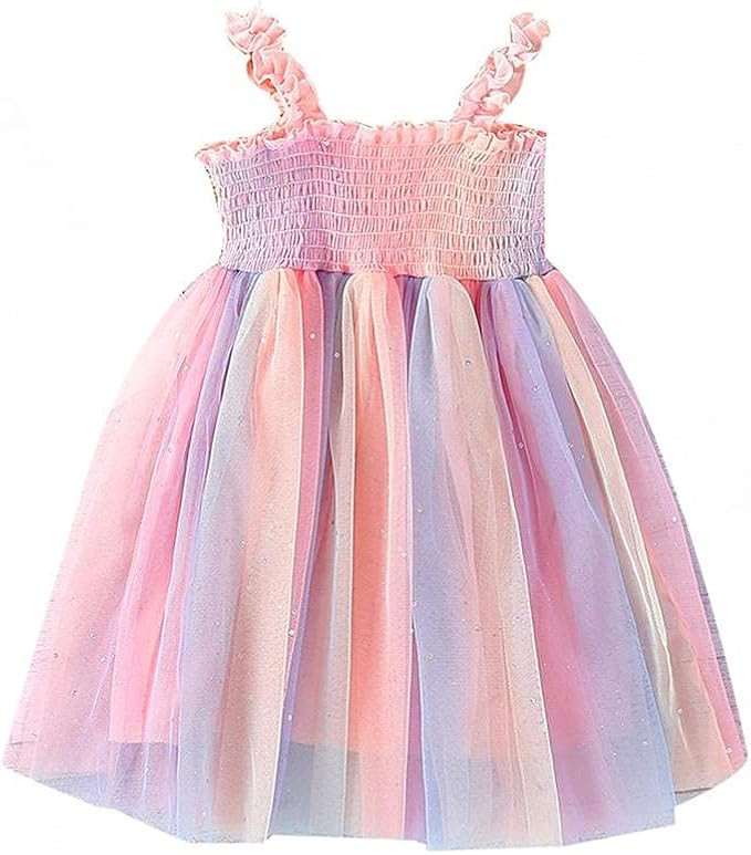 Baby Girls Tutu Dress Toddler Infant Sleeveless Layered Princess Tulle Dress Summer Beach Wedding... | Amazon (US)
