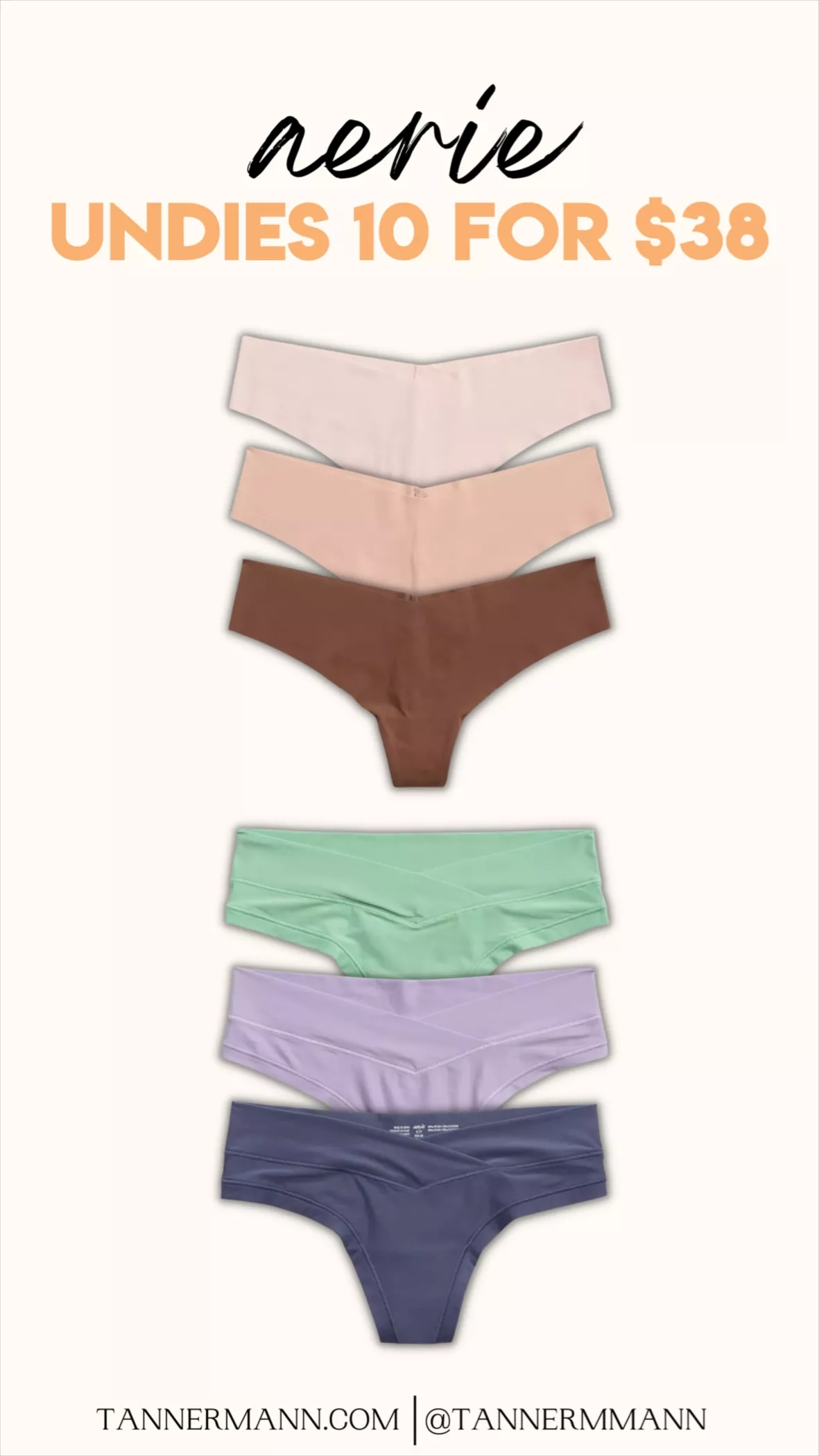 Aerie No Show Thong Underwear In Beige