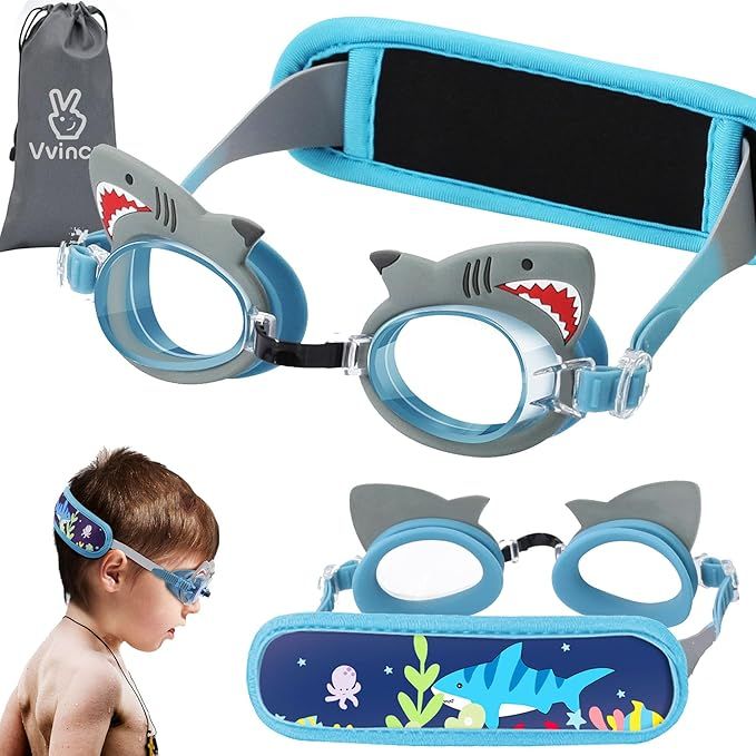 Vvinca Kids Swim Goggles for Age 2-8, Toddler-Goggles with Fabric Strap No Leak Pain-Free, Anti-F... | Amazon (US)