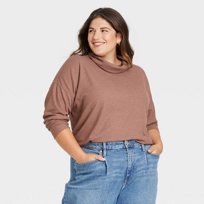 Women's Long Sleeve Turtleneck Waffle T-Shirt - A New Day™ | Target