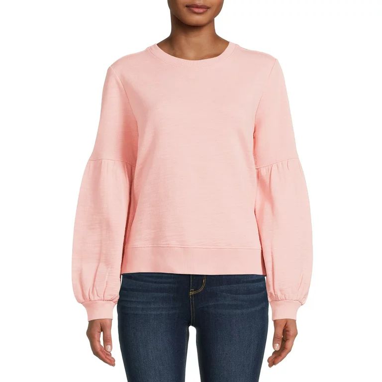 Time and Tru Women's Blouson Sleeve Sweatshirt | Walmart (US)