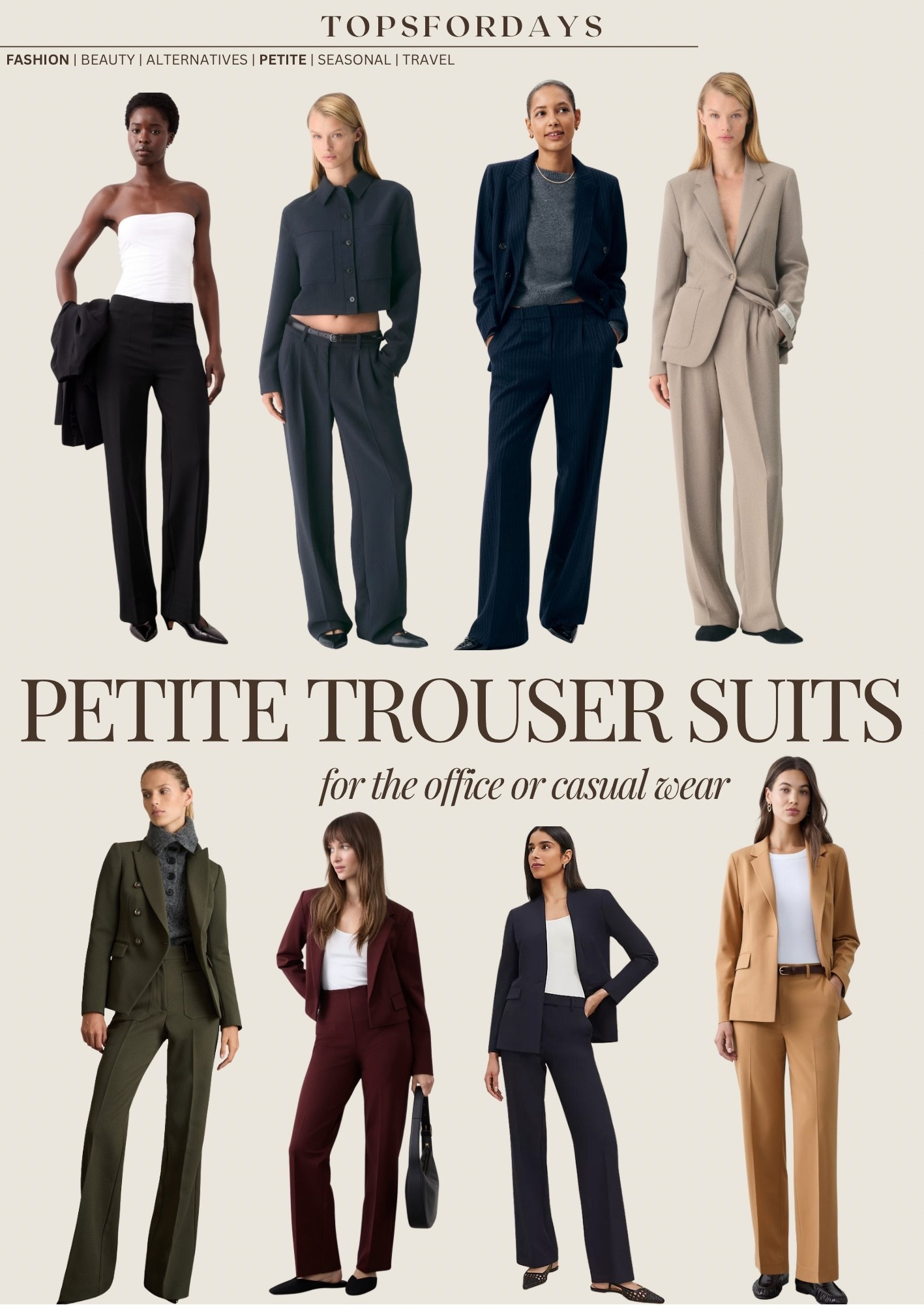 Petite trousers and blazer sets! All bottoms come in a petite length - great for the office or just to wear casually with a tank top or t shirt 

#LTKStyleTip #LTKWorkwear #LTKPetite