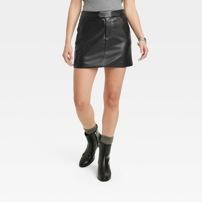 Women's Faux Leather Mini Skirt - A New Day™ Black L | Target