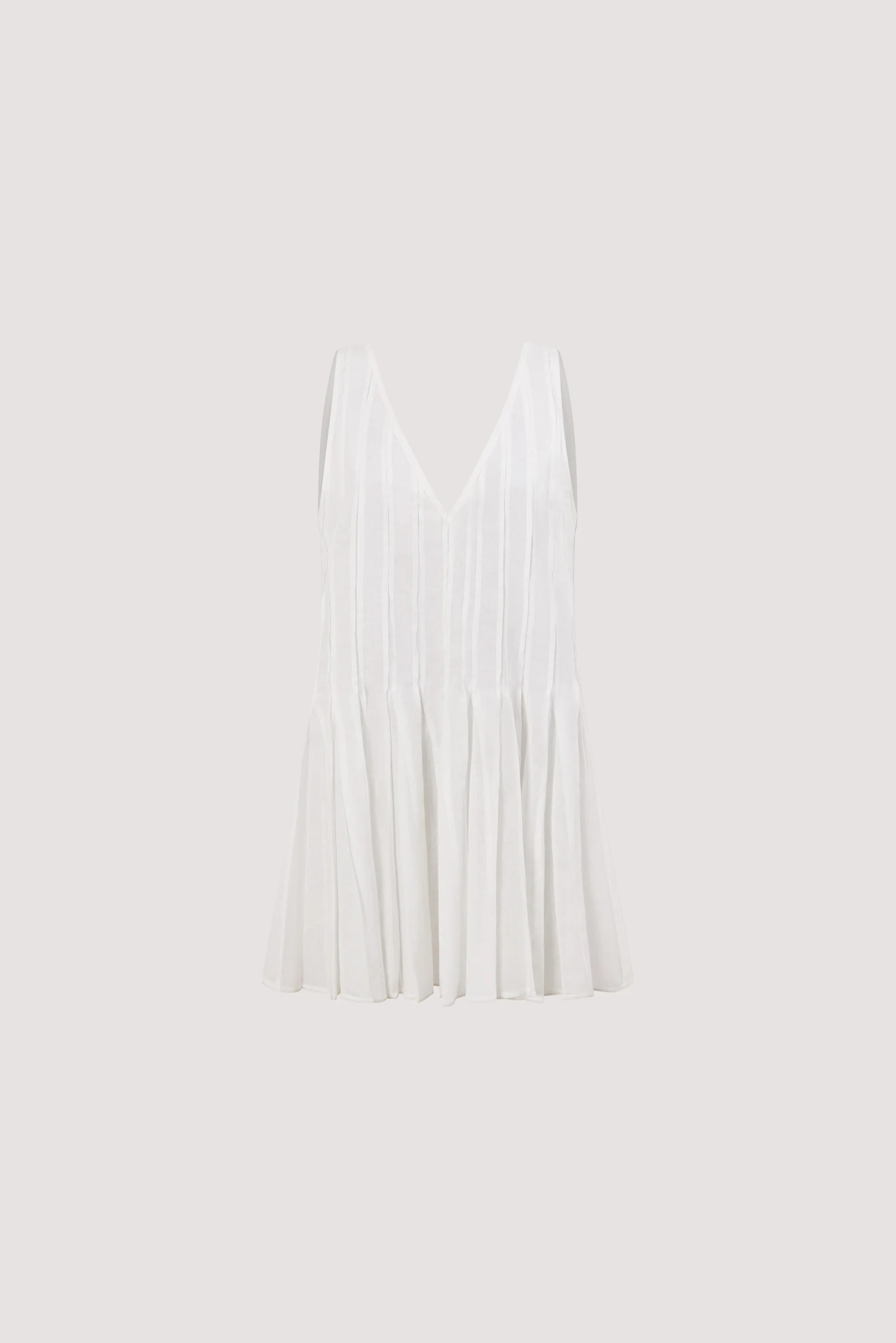 PIXIE WHITE LINEN MINI GODET DRESS | DISSH