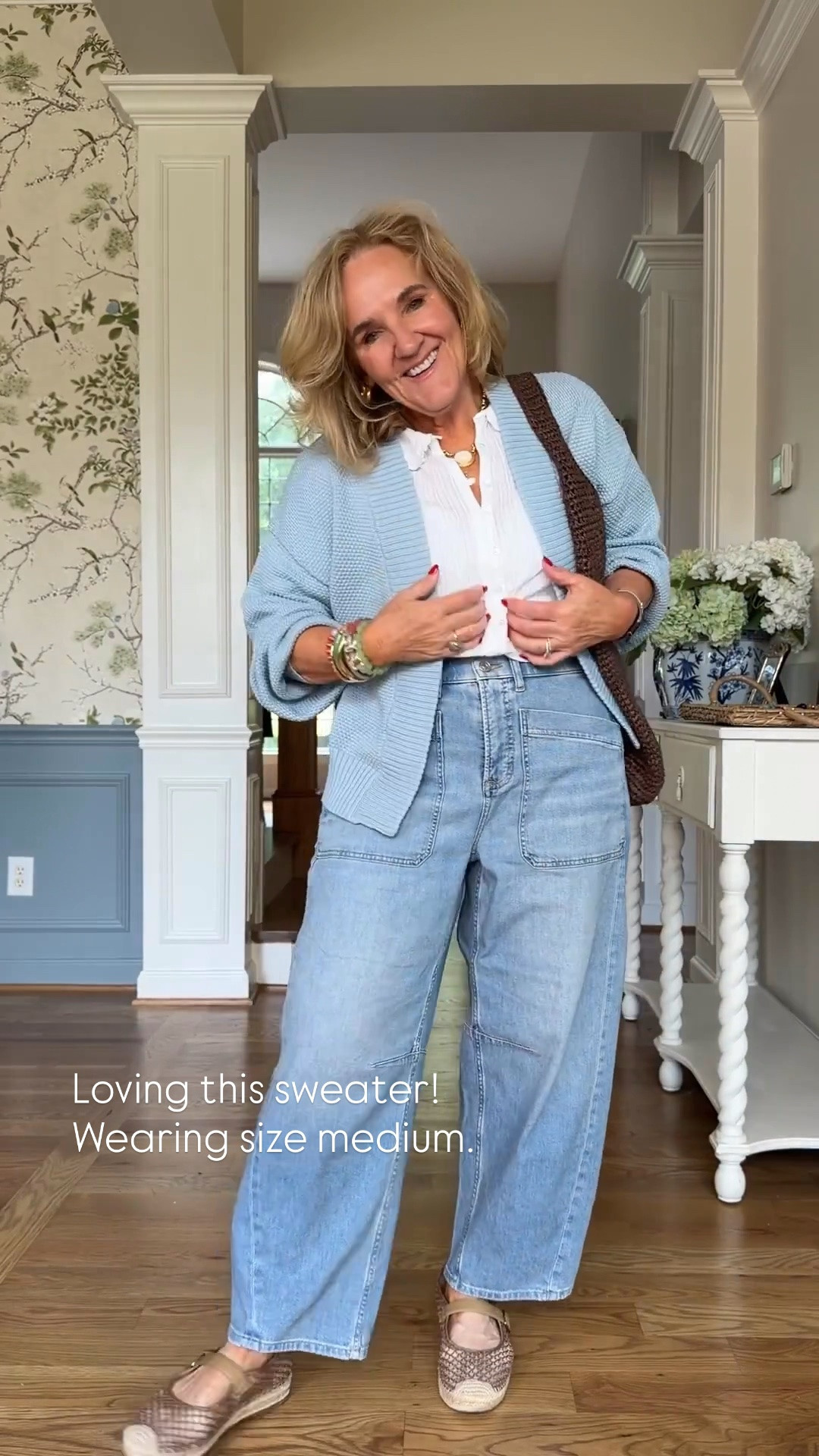 This cardigan sweater is one of those pieces you’ll reach for again and again! 💙 I’m wearing a medium in the sweater, and the white blouse. These lightweight SPANX denim jeans are incredibly comfortable, I’m wearing a medium petite, and they’re also available in a darker wash. If you love this fit, be sure to check out the stretch twill version too!

💡 LTK MADE EASY

❤️ Heart = Support my posts
🔖 Save = Get sale & restock alerts
📋 Lists = Keep favorites organized
📲 Share = Send to yourself for later
💬 Comment = Ask me anything

#LTKootd #LTKSeasonal #LTKOver40