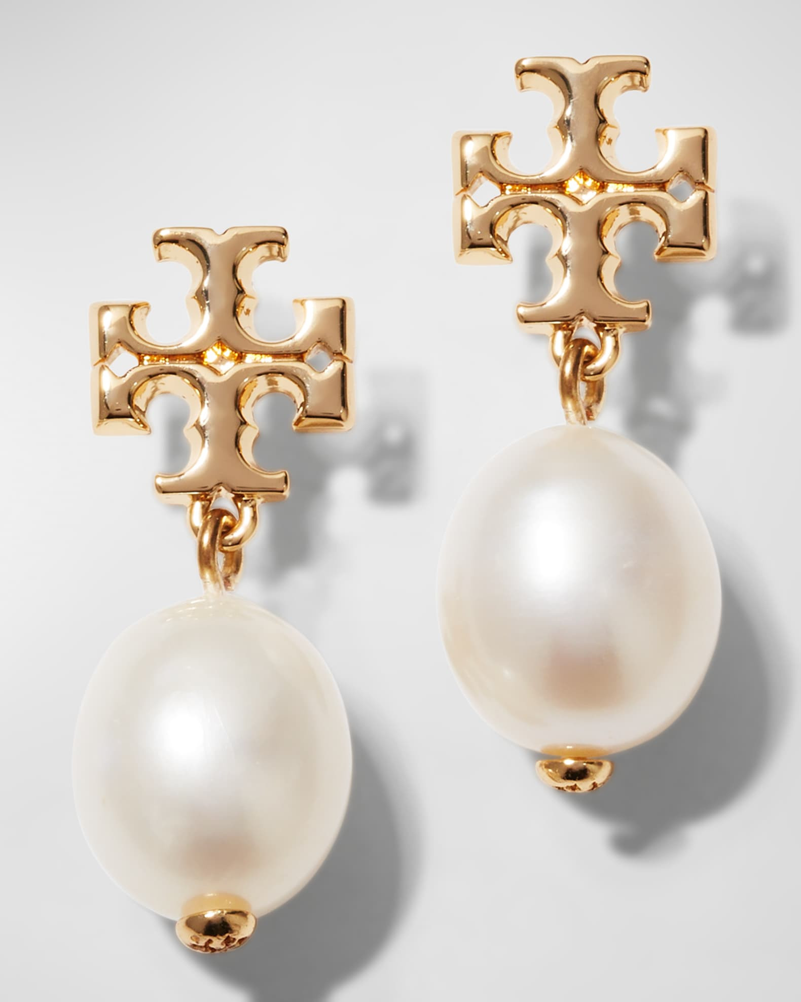 Tory Burch Kira Pearl-Drop Earrings, White | Neiman Marcus