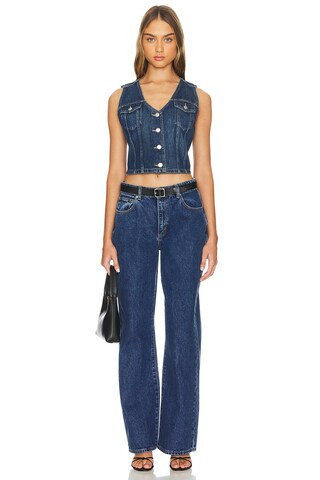 LEVI'S Bella Denim Corset Top in Dark Side Scrape from Revolve.com | Revolve Clothing (Global)