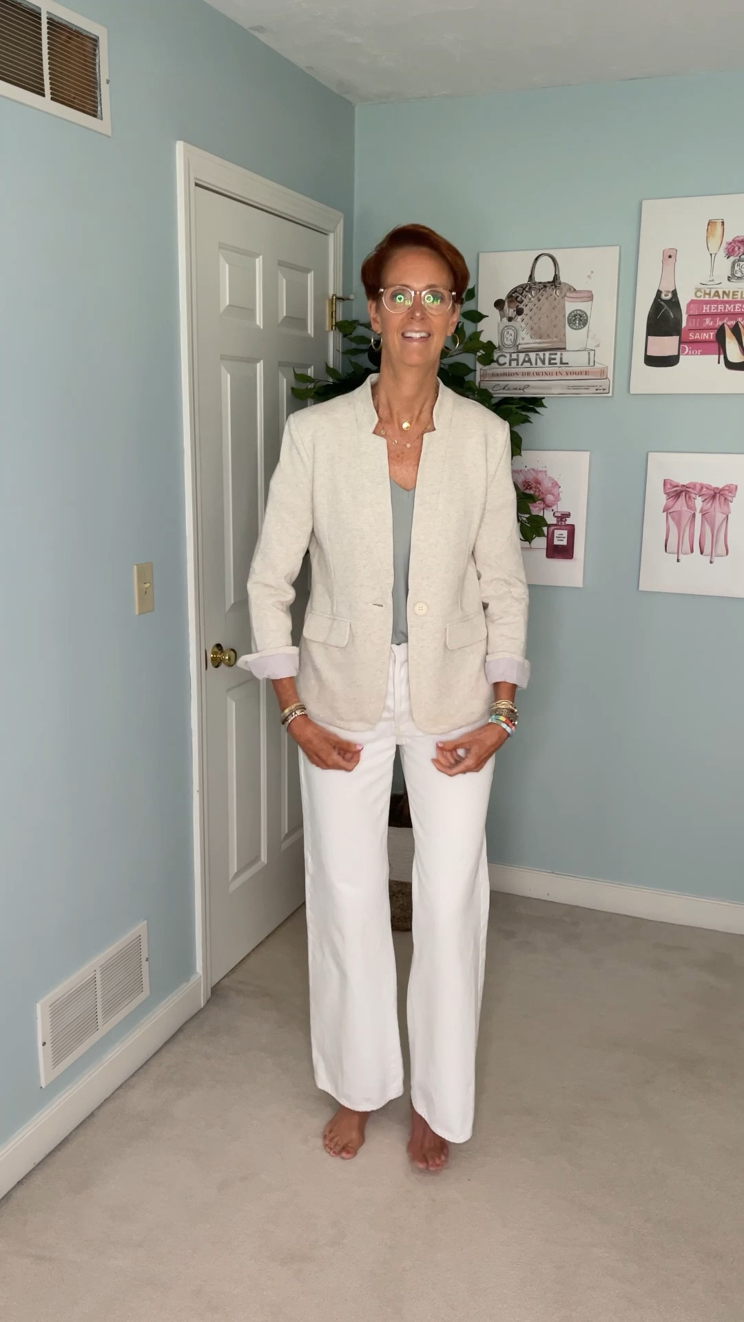 Gibsonlook single breasted knit blazer in the color oatmeal.

Day Two:

Follow along all week as I share some amazing pieces gifted to me by Gibsonlook.

Ready to turn heads in these three stunning Gibsonlook outfits! 

Three show-stopping outfits for timeless, classic, everyday style.

From chic blazers to delicate eyelet details, my wardrobe is on point thanks to Gibsonlook.

Coral v-neck tee shirt, puff sleeve tee shirt, oatmeal blazer, single breasted blazer, light blue top, sleeveless top, eyelet trim top, white jeans, knit blazer, spring outfit, summer outfit

#LTKFind #LTKunder100 #LTKstyletip